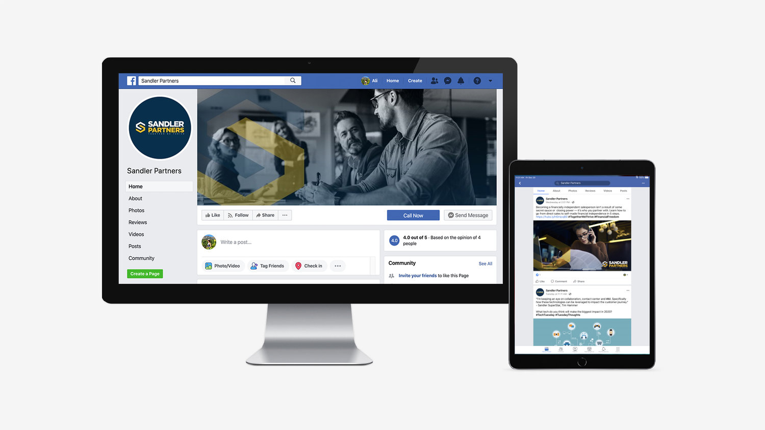 Sandler Partners Social Media Pages and Content